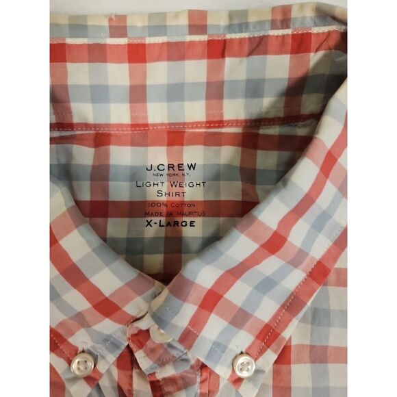 J Crew Men's Checkered Lightweight Dress Shirt Button Pink Short Sleeve Men XL - Picture 2 of 8